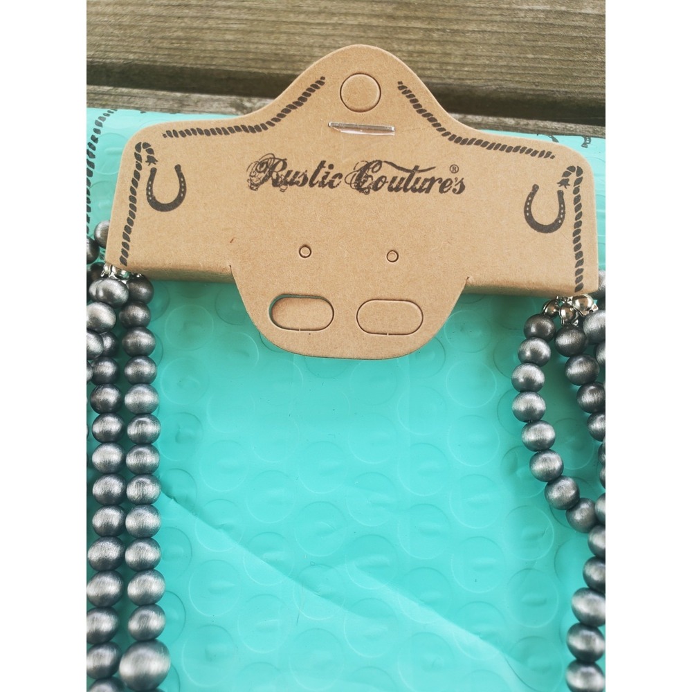 Beads-Rustic Coutures 5 strands, 12 inches Long, Silver Color Adjustable at Neck - Picture 2 of 4